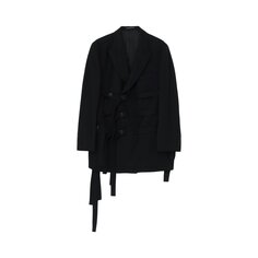 Yohji Yamamoto Двубортный пиджак с W-поясом, Черный