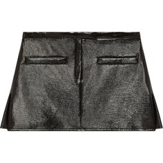 Виниловая мини-юбка Courrèges с двойными разрезами, цвет Черный Courreges