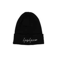 Yohji Yamamoto Pour Homme Вязаная шапка-бини с логотипом YY, хлопковая манжета, цвет Черный