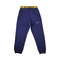 Off-White Kids Спортивные штаны в индустриальном стиле с логотипом, темно-синий/желтый
