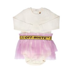 Off-White Kids Платье-боди из тюля с логотипом, Off White/Pink