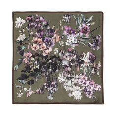 Шелковый платок Dries Van Noten с цветочным принтом цвета хаки