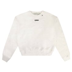 Off-White Толстовка с круглым вырезом с волнистыми линиями, цвет Белый