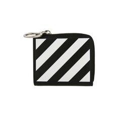 Off-White Кошелек на молнии с диагональной полосой, Черный/Белый