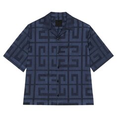 Блестящая гавайская рубашка свободного кроя 4G от Givenchy, темно-синяя