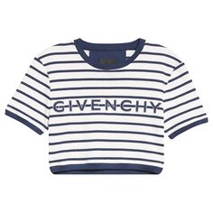 Укороченная футболка в полоску от Givenchy, темно-синий/белый