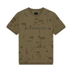 Двухслойная классическая футболка с отверстиями от Givenchy, цвет Хаки