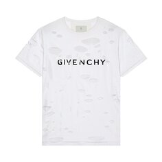 Двухслойная классическая футболка с отверстиями от Givenchy, цвет Белый