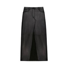 Длинная кожаная юбка с разрезом спереди от Givenchy, цвет Черный