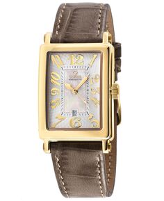 Женские мини-часы Avenue of Americas с швейцарским кварцевым коричневым итальянским кожаным ремешком, 25 мм x 32 мм Gevril, золотой