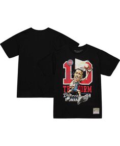 Мужская черная футболка с карикатурой Dennis Rodman Detroit Pistons Hardwood Classics Mitchell &amp; Ness