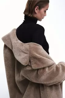 Пушистое пальто H&amp;M, коричневый H&M