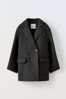 Пальто для девочки Zara Wool, антрацитово-серый