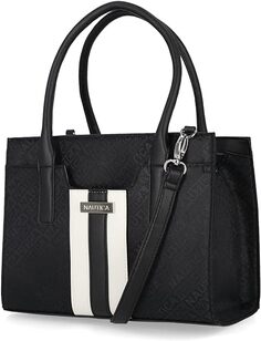 Женская сумка-портфель Nautica Sandy Jr. Top Handel со съемным ремешком через плечо, черный жаккард