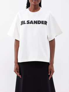 Футболка из хлопкового джерси с логотипом Jil Sander, белый