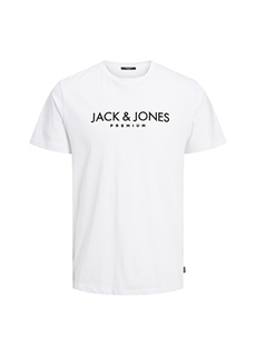 Однотонная белая мужская футболка с круглым вырезом Jack &amp; Jones