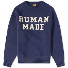 Вязаный свитер реглан с медведем, Human Made