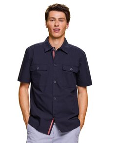 Мужская хлопковая рубашка с коротким рукавом Esprit, темно-синий