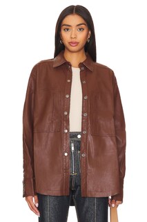 Куртка Free People Easy Rider Faux Leather Shacket, цвет Desert Topaz