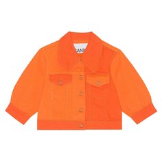 Джинсовая куртка GANNI Overdyed Cutline с пышными рукавами, Orangeade