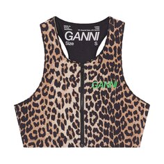 GANNI Active Racerback Топ на молнии, цвет Леопард