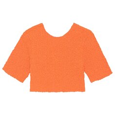 GANNI Укороченный топ из поплина с круглым вырезом, Оранжевый