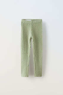 Легинсы Zara Cable-knit, зеленый