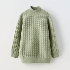 Свитер Zara Long Knit, зеленый