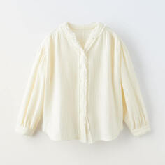 Рубашка Zara Frayed Details, экрю