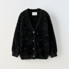 Кардиган для девочки Zara Faux Fur, черный