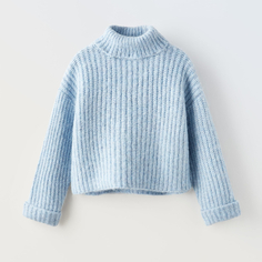 Свитер для девочки Zara Knit Wrap Collar, голубой