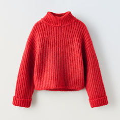 Свитер для девочки Zara Knit Wrap Collar, красный