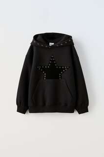 Худи для девочки Zara Star Appliqué, черный