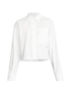 Укороченная рубашка с накладными карманами Victoria Beckham, белый