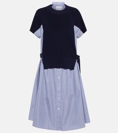 Платье-рубашка из хлопка Sacai, синий