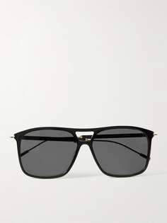 Золотистые солнцезащитные очки в стиле авиаторов с ацетатным покрытием GUCCI EYEWEAR, черный
