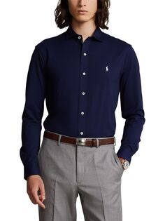 Хлопковая рубашка с длинными рукавами Polo Ralph Lauren, темно-синий круизный цвет