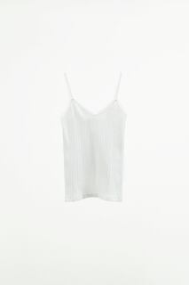 Бесшовная рубашка с кружевным крайом Zara, белый