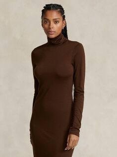 Платье миди из смесовой шерсти Polo Ralph Lauren, темно-коричневый