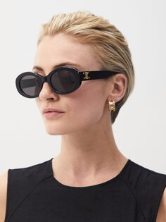 Солнцезащитные очки triomphe овальной формы из ацетата Celine Eyewear, черный