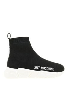 Черные женские высокие кроссовки Love Moschino