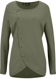 Длинная хлопковая рубашка с пуговицами Bpc Bonprix Collection, зеленый