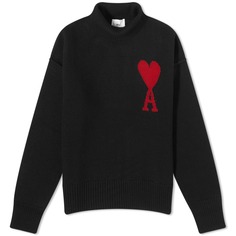 AMI Paris ADC Большой вязаный свитер с воронкой, черный
