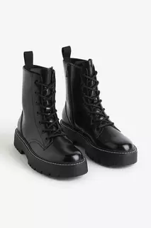 Массивные ботинки на шнуровке H&amp;M, черный H&M