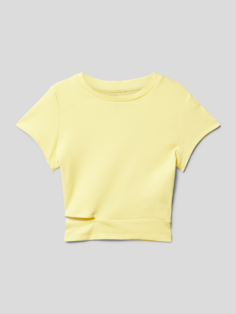 Футболка с вырезом модели Girls Boxy T-Shirt Blue Effect, светло-желтый