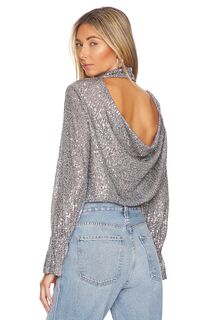 Топ 1. STATE Sequin Drape Back, цвет Silver Dust