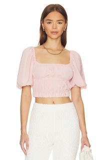 Топ 1. STATE Ruched Flutter Sleeve, цвет Peachskin