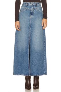 Юбка макси Free People Come As You Are Denim, цвет Sapphire Blue Slit