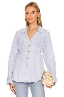 Топ Free People Marten Oxford Stripe, цвет Blue Combo