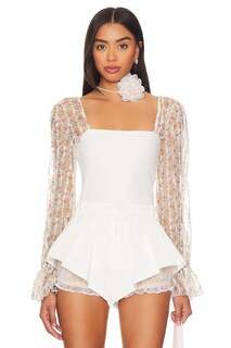 Топ Free People x Intimately FP Gimme Butterflies Long Sleeve In Ivory Combo, цвет Ivory Combo